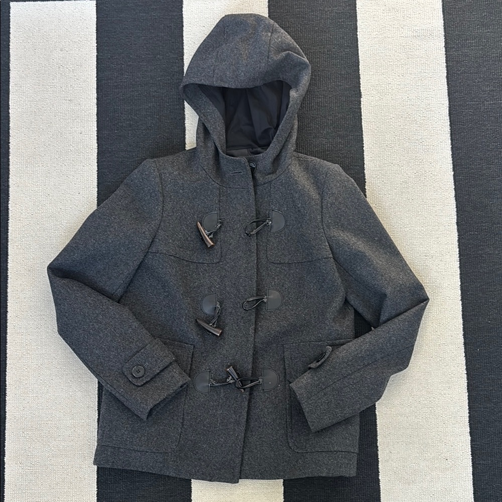 Gray Hooded Toggle Coat